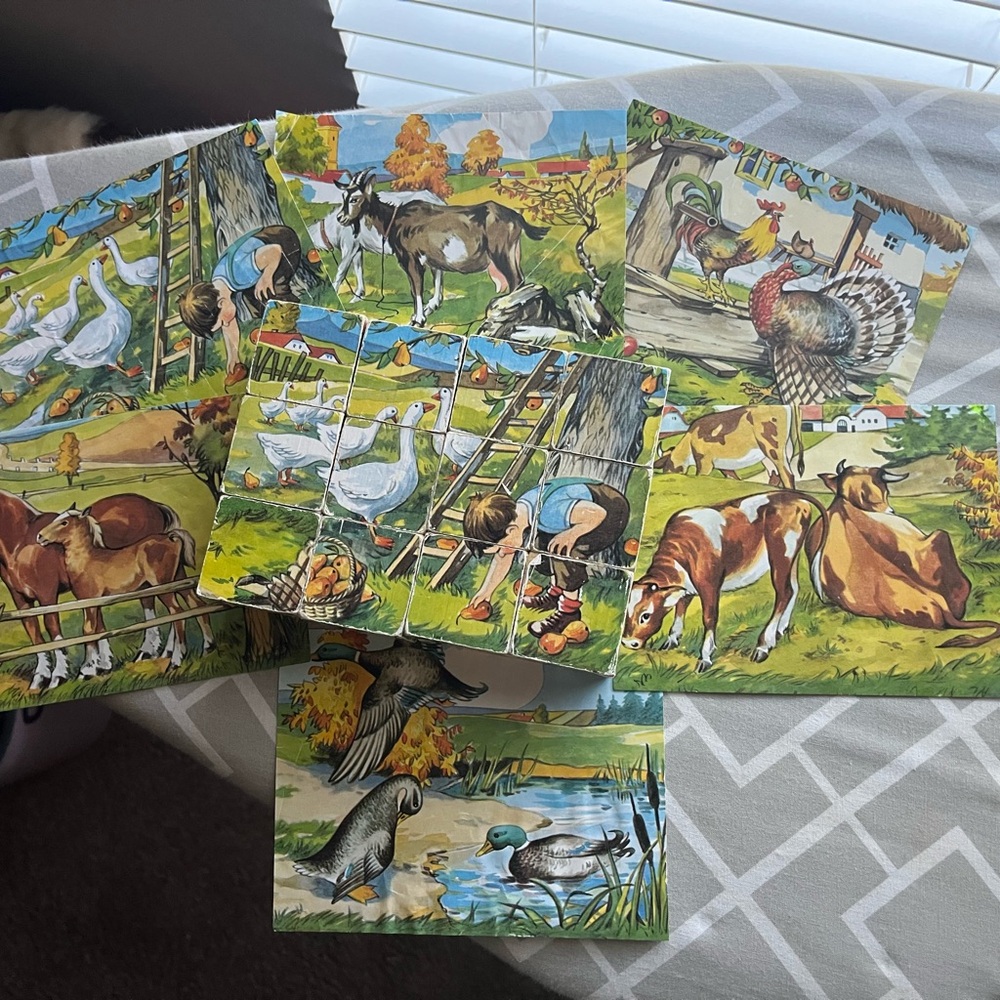 Vintage Farm Animal Puzzle Set